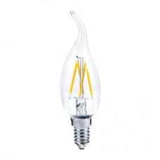 Светодиодная лампа Ecola candle LED 5,0W 220V E14 2700K 360° filament прозрачная нитевидная свеча (Ra 80, 100 Lm/W) 96х37