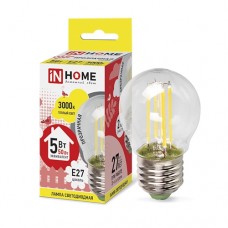Светодиодная лампа LED-A60-deco 5Вт 230В Е27 3000К 450Лм прозрачная IN HOME