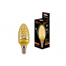 Лампа люминисцентная КЛЛ-СGT-11 Вт-2700 К–Е14 TDM (золотая витая свеча) (mini)