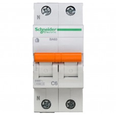 Автоматический выключатель ва63 1п+н 6a c 4,5 ка, болгария/италия Schneider Electric