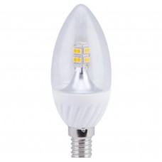 Светодиодная лампа Candle LED 40W 220V E14 2700K 320° прозрачная свеча искристая точка 98х37 Ecola