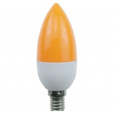 Светодиодная лампа Candle LED color 2,6W 220V E14 Yellow свеча Желтая матовая колба 103x37 Ecola