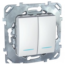 Двухклавишный переключатель (сх.6+6) с инд. ламп белый Schneider Electric