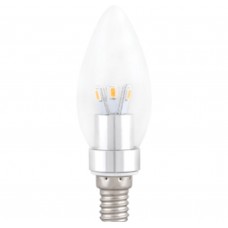 Светодиодная лампа LED 3,3W 220V E14 2700K прозрачная свеча искристый трилистник (металл радиатор) 110x35 Ecola