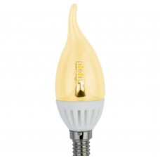 Светодиодная лампа Ecola candle LED Premium 4,0W 220V E14 золотистая 320° прозрачная свеча на ветру искристая точка (керамика) 125х37