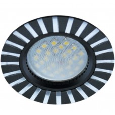 Светильник Ecola MR16 DL3183 GU53 встраеваемый литой (скрытый крепеж лампы) Черный/Алюм Полоски по кругу 23x78