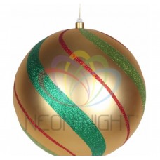 Елочная фигура NEON-NIGHTШар в полоску 30 см, цвет золотой/зеленый/красный 502-276