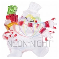 Фигура светодиодная на присоске "Снеговик с подарком", RGB NEON-NIGHT
