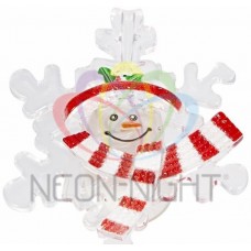 Фигура светодиодная на присоске NEON-NIGHT Снежинка со снеговиком, RGB 501-021