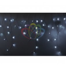 Гирлянда Айсикл (бахрома) светодиодный, 5,6х0,9м, с эффектом мерцания, БЕЛЫЙ провод "КАУЧУК", 220В, диоды БЕЛЫЕ, NEON-NIGHT