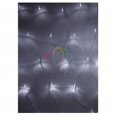 Гирлянда - сеть светодиод. 1,5х1,5м, свеч. с динамикой, прозрачный провод, диоды БЕЛЫЕ NEON-NIGHT