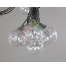 Готовый набор: Гирлянда "LED Galaxy Bulb String", 30 ламп, 10 м, в лампе 6 LED, цвет белый, провод БЕЛЫЙ каучуковый, влагостойкая IP54 NEON-NIGHT