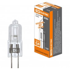 Галогенная лампа капсульная галогенная JC - 20Вт - 12В - G4 прозрачная TDM