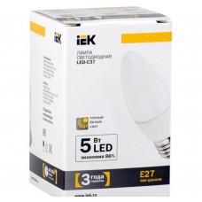 Светодиодная лампа C37 свеча 5 Вт 400 Лм 230 В 3000 К E27 IEK