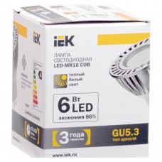 Светодиодная лампа MR16 COB софит 6 Вт 400 Лм 12 В 3000 К GU5.3 IEK