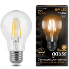 Светодиодная лампа LED Filament A60 E27 6W 2700К 1/10/40 Gauss
