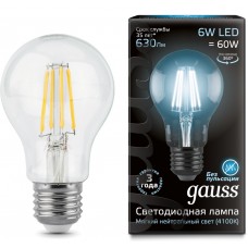 Светодиодная лампа LED Filament A60 E27 6W 4100К 1/10/40 Gauss
