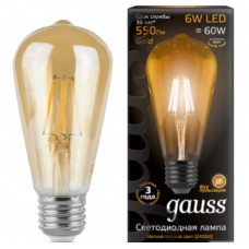 Светодиодная лампа LED Filament ST64 E27 6W Golden 2400К 1/10/40 Gauss