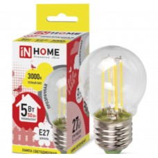 Светодиодная лампа LED-ШАР-deco 5Вт 230В Е27 3000К 450Лм прозрачная IN HOME IN HOME