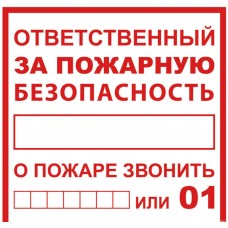 Плакат "Ответственный за пожарную безопасность" 200х200мм TDM