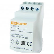 Трансформатор понижающий ТП-230В/8-12-24В 8ВА DIN-рейка TDM ELECTRIC