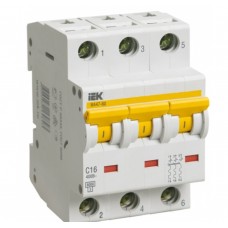 Выключатель автоматический ИЭК ВА47-100 3Р 63А 10кА характеристика D MVA40-3-063-D