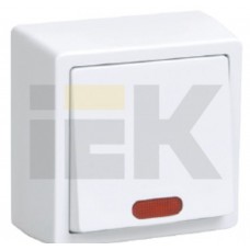 Выключатель одноклавишный со световым индикатором для открытой установки IEK EVB11-K01-10-DC