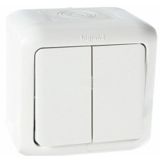 Выключат 10A 2кл IP44 Белый Quteo Legrand