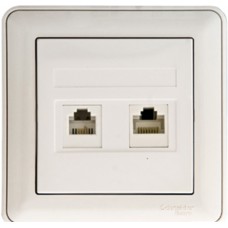 W59 Розетка двойная RJ11+RJ45, 160В, 1А, кат.5E, в сборе, БЕЛЫЙ Schneider Electric